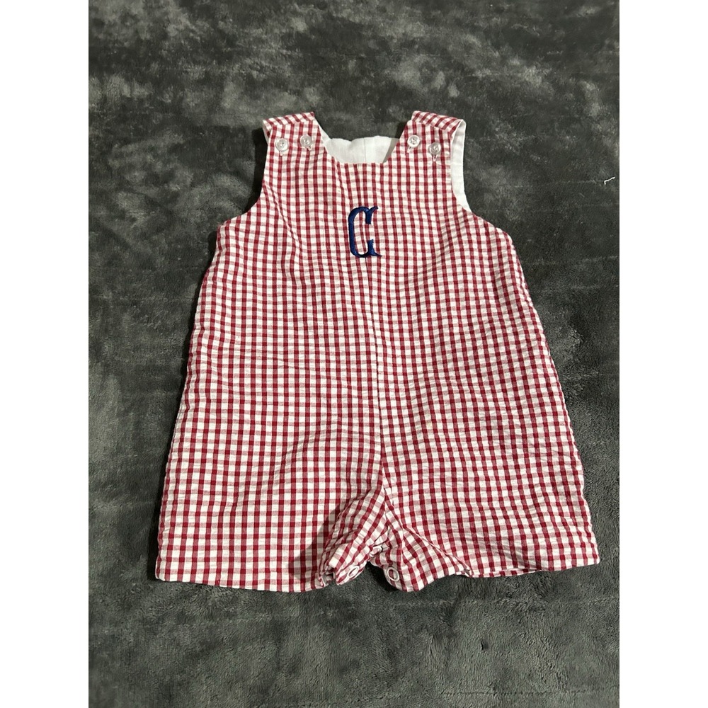 The Bailey Boys Red Jon Jon With Monogram "C" Size 9 Months
